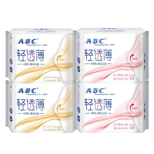 ABC卫生巾极薄0.1夜用280日用240组合装整箱姨妈女官方旗舰店正品-图0