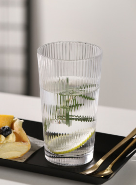 北欧轻奢条纹玻璃水杯