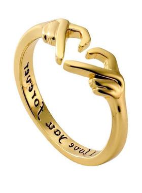 双手比心戒指 热卖浪漫欧美时尚爱心拥抱之手 情侣戒指对戒