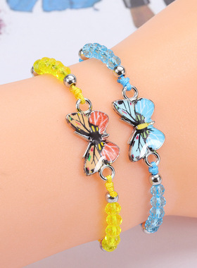 夏季新款彩色蝴蝶水晶串珠手链派对手饰多款长期现货