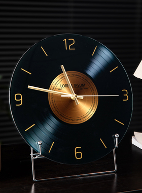 复古黑胶唱片桌面时钟摆件装饰品