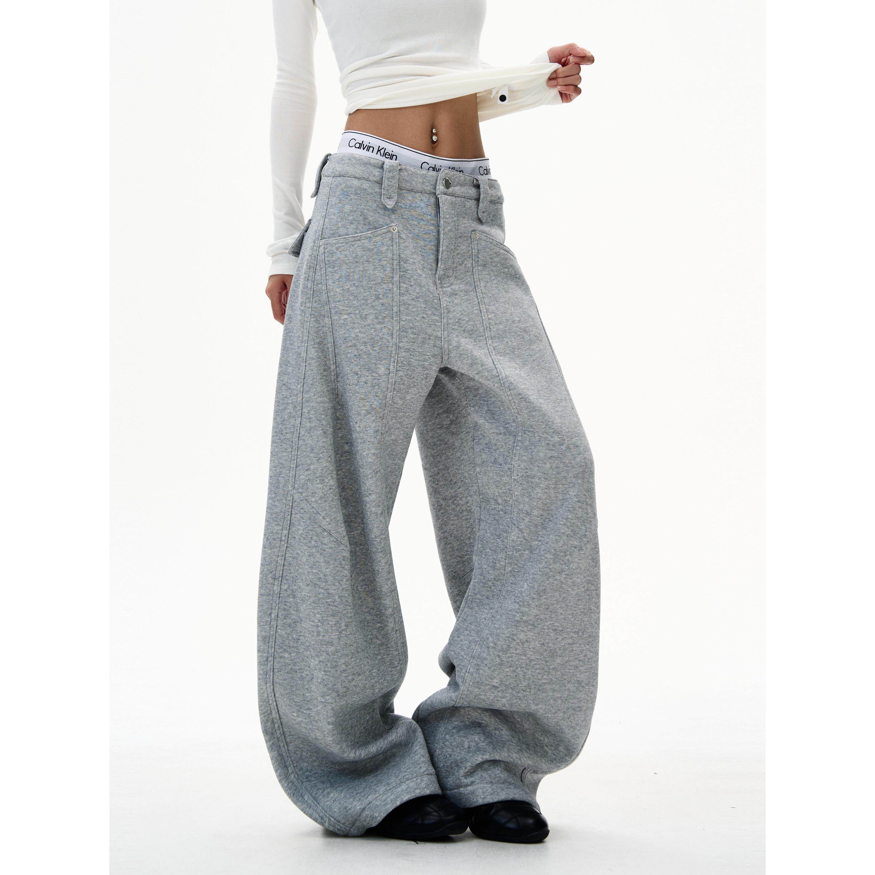 YEBOUN美式覆古运动风加绒卫裤女简约辣妹刺绣宽松休闲保暖裤子潮,淘宝优惠券,粉丝福利购,淘宝优惠卷