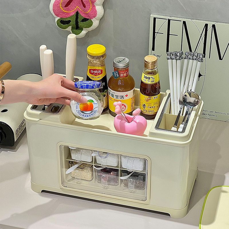 多功能不锈钢厨房调料置物架刀架筷笼调料盒桌面调料放置架储物架,淘宝优惠券,粉丝福利购,淘宝优惠卷