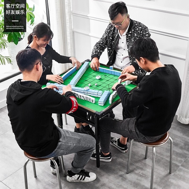 简易家用折叠手动实木麻将桌便携式棋牌室桌象棋桌手搓两用麻雀台 - 图1