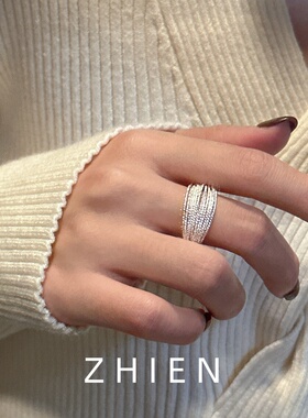 S925纯银多层宽版戒指女