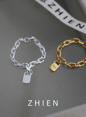 S925纯银韩版小众链条戒指