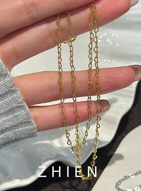 925纯银轻奢爱心形小众女锁骨链