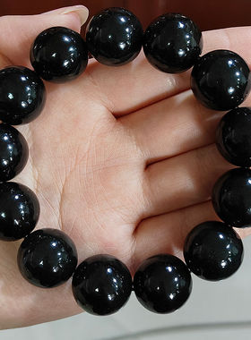 和田玉黑青玉18单圈圆珠手串手链