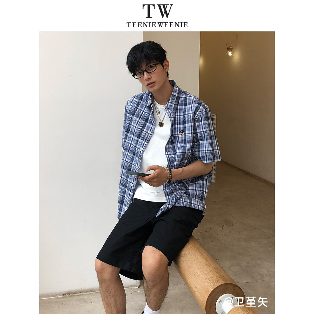 TeenieWeenie小熊男装衬衫格子小众新款短袖