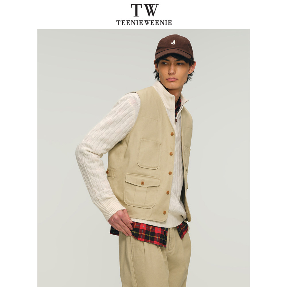 Teenie Weenie小熊男装简约日常商务通勤挺括棉质斜纹马甲背心,淘宝优惠券,粉丝福利购,淘宝优惠卷