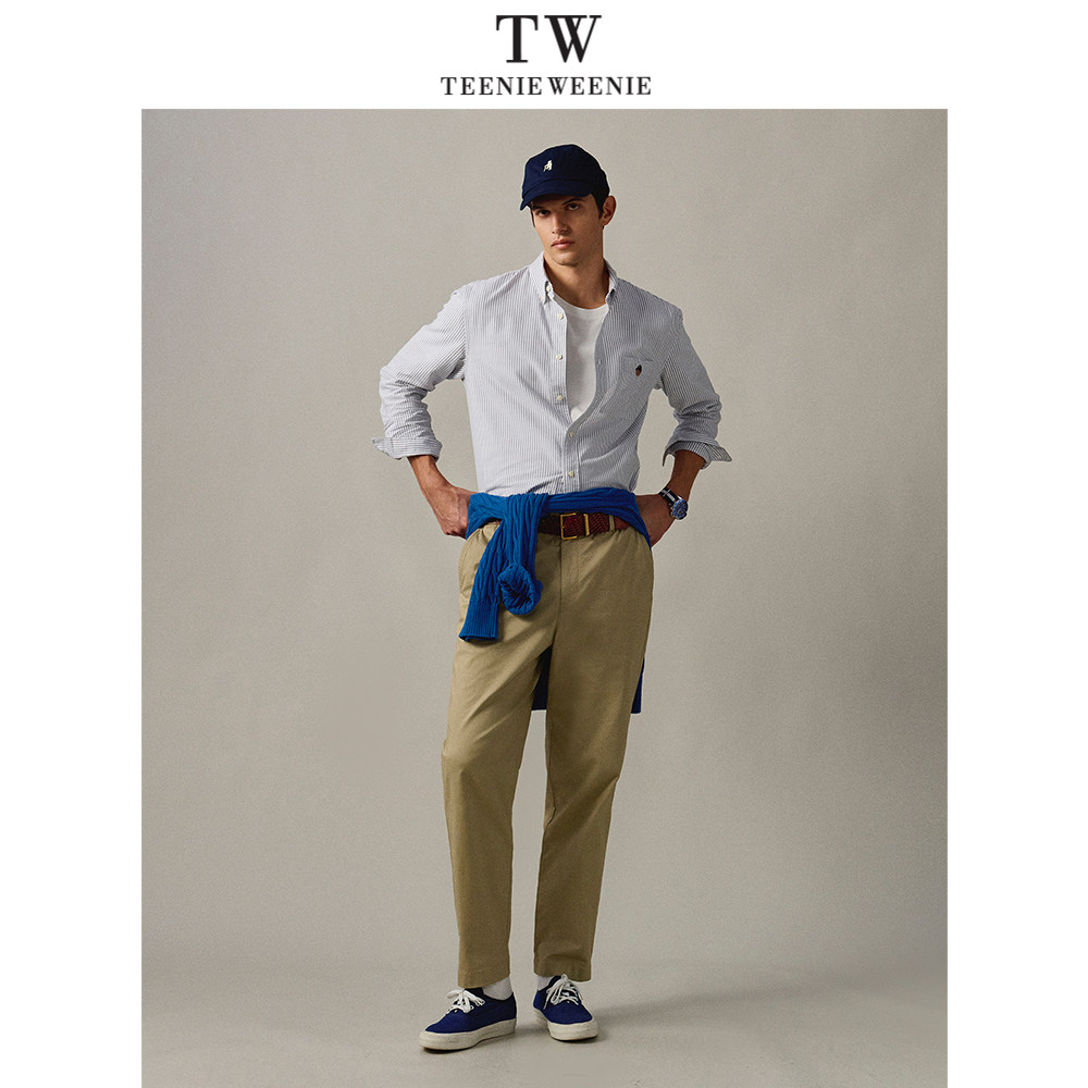 Teenie Weenie小熊男装美式休闲条纹口袋牛津纺长袖衬衫2026年春,淘宝优惠券,粉丝福利购,淘宝优惠卷