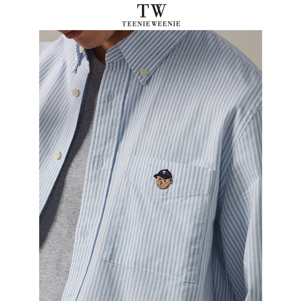 Teenie Weenie小熊男装美式休闲条纹口袋牛津纺长袖衬衫2026年春,淘宝优惠券,粉丝福利购,淘宝优惠卷