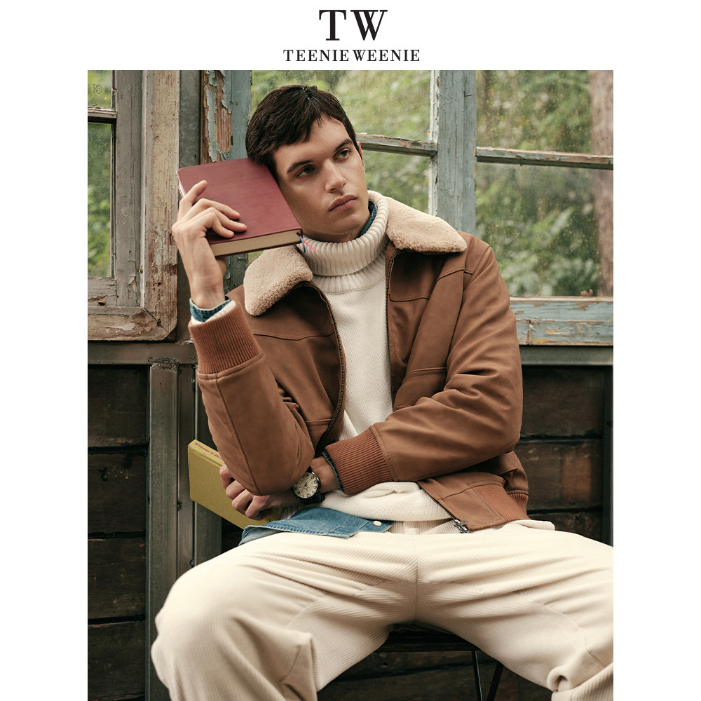 Teenie Weenie小熊男装日常美式通勤复古仿羊羔毛翻领夹克,淘宝优惠券,粉丝福利购,淘宝优惠卷