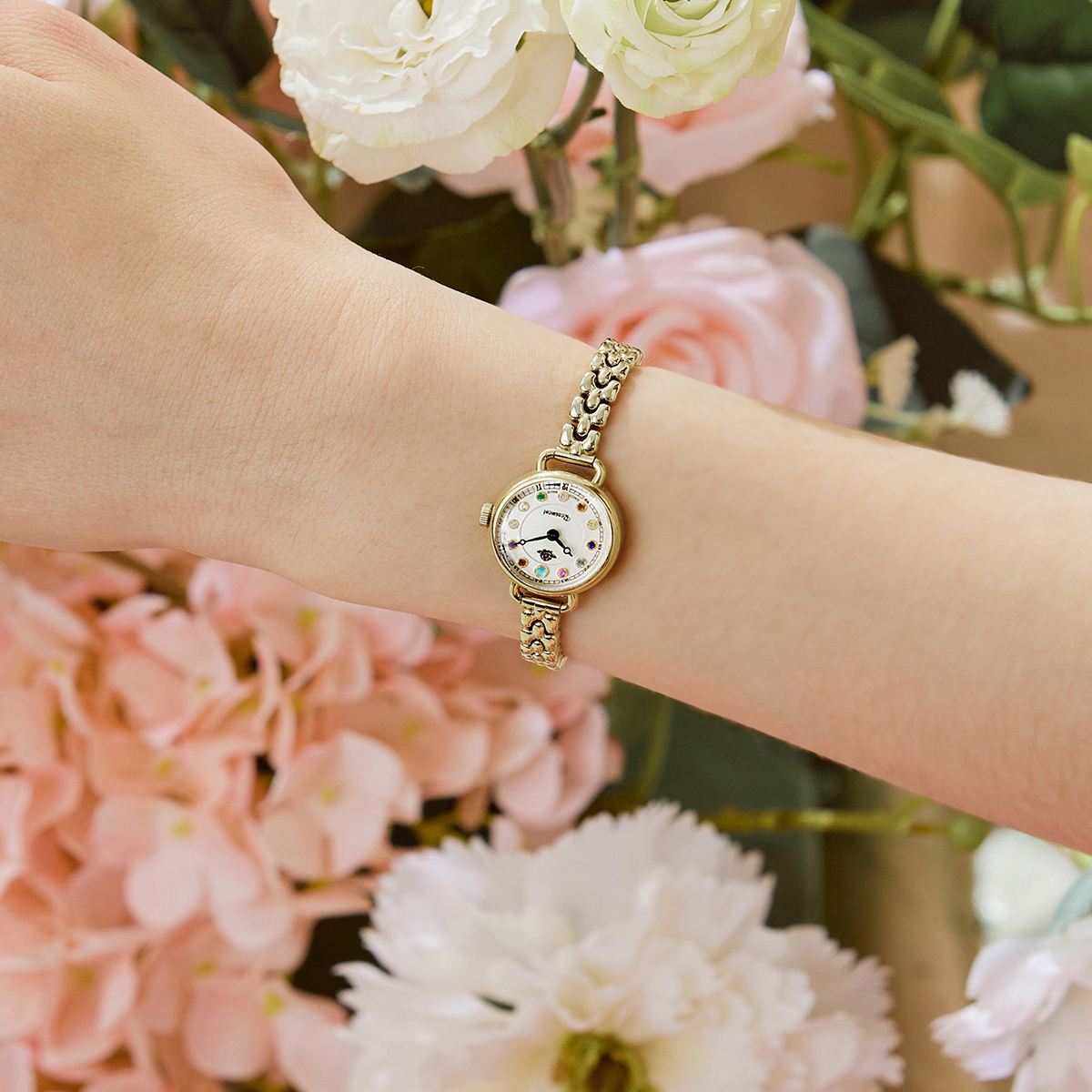 天猫惊喜盒丨Rosemont诞生石精致ins风玫瑰金金属细带玫瑰手表女 - 图1