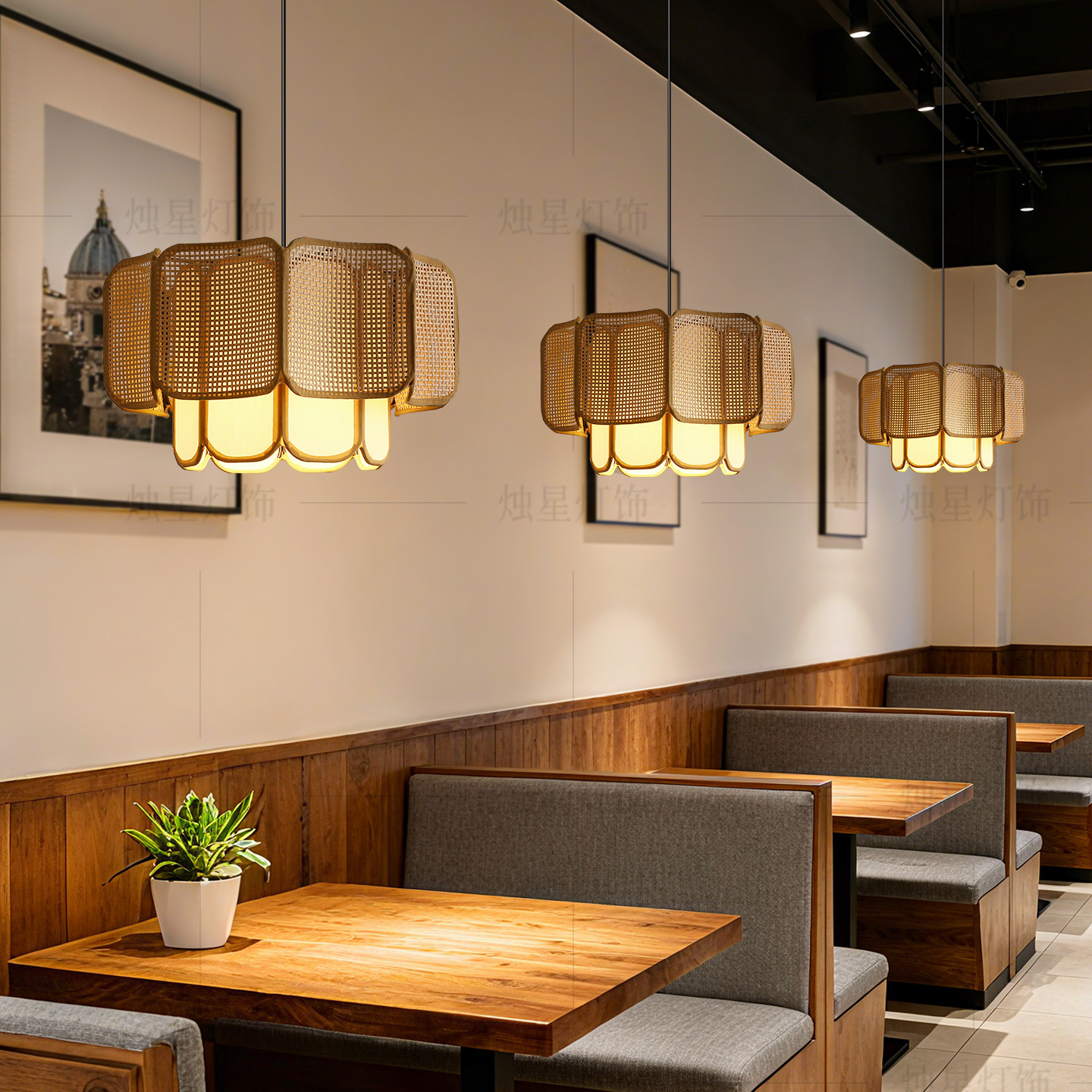 藤编侘寂风吊灯日式复古民宿餐饮包厢创意造型装饰设计师餐厅吊灯,淘宝优惠券,粉丝福利购,淘宝优惠卷