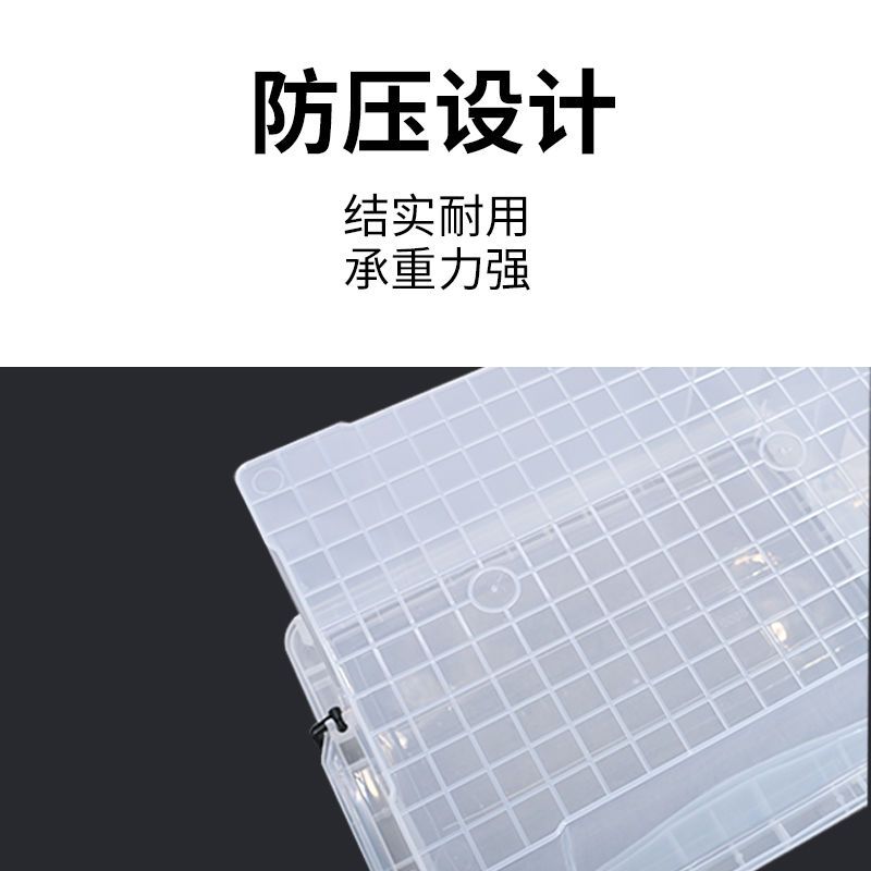 高透整理箱收纳箱透明家用收纳加厚特大号塑料搬家有盖储物箱衣服-图3