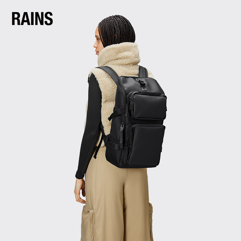 Rains多口袋防水双肩包男电脑书包Trail Cargo Backpack-图3