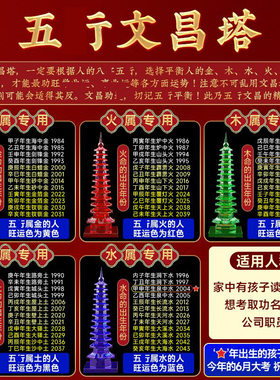 十三层五属性文昌水晶塔摆件