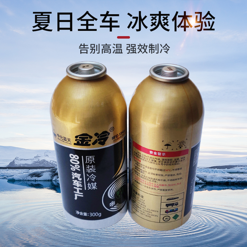 适配江淮金冷冷媒134a环保雪种氟利昂300g制冷剂冷媒汽车空调冷媒-图1