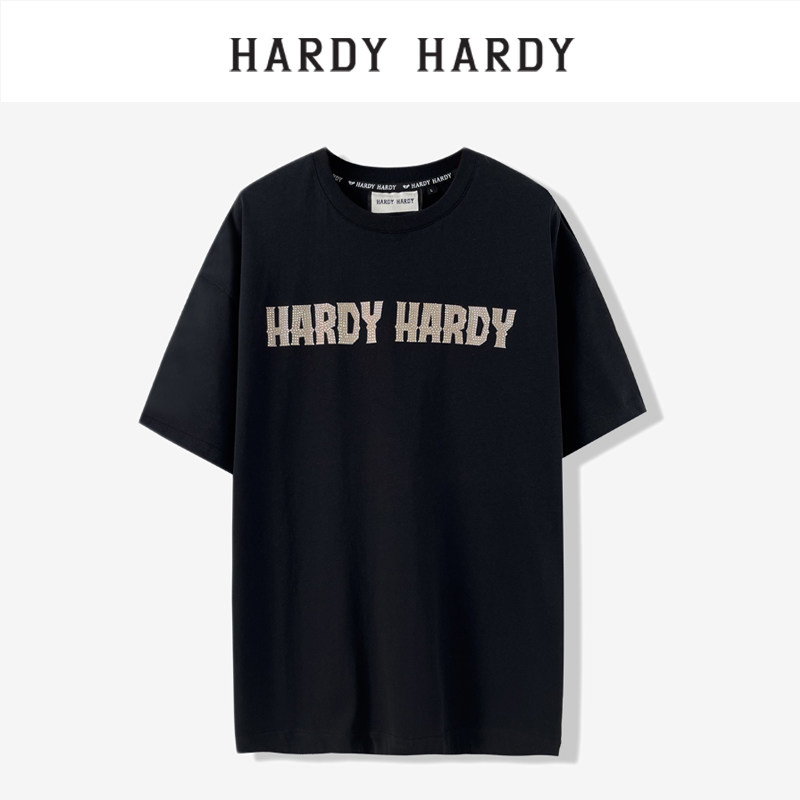 【夏天粉丝专享】HARDY HARDY董大力烫钻印花翅膀短袖T恤男女半袖 - 图0