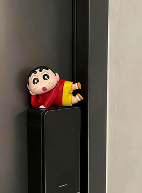 蜡笔小新新年摆件智能门锁门上装饰品马年挂饰春节入户门把手装饰