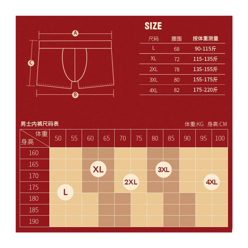 CailvKerini名品店2024本命龙年大红色内裤男士棉平角裤袜子套装 - 图3