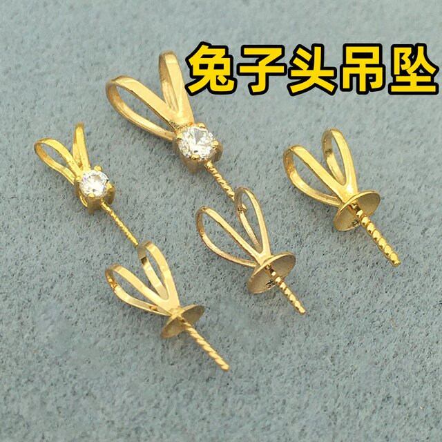 Beeswax Jasper Pendant Necklace 18K Gold Rabbit Head