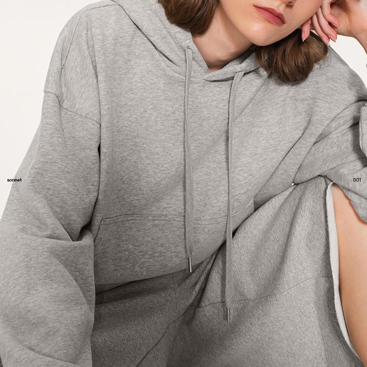asomesome美式宽松灰色抽绳卫衣帽衫女2025春运动休闲连帽上衣 - 图1