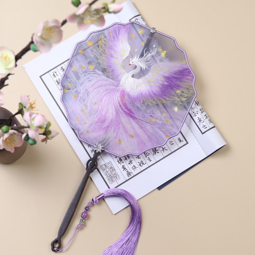 古风扇子苏绣宫扇手工双面绣花旗袍圆扇真丝刺绣古典女舞汉服团扇 - 图3