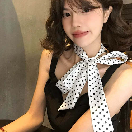 复古港风ins波点丝带一款多用搭配衬衫颈链腰链绑带发带爆款配饰 - 图0