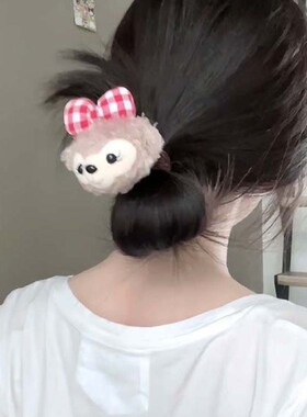 雪莉玫发圈女卡通发绳可爱少女发饰动画片jk风头饰日系红格子皮圈