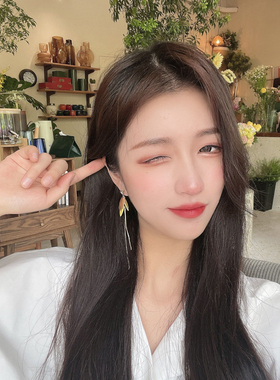 小众设计感叶子流苏显脸瘦耳钉