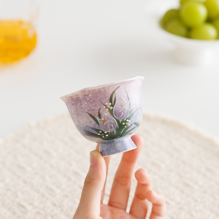 亘古粉引郁金香花口主人杯家用茶杯泡茶品茗茶具杯子手绘精致水杯,淘宝优惠券,粉丝福利购,淘宝优惠卷