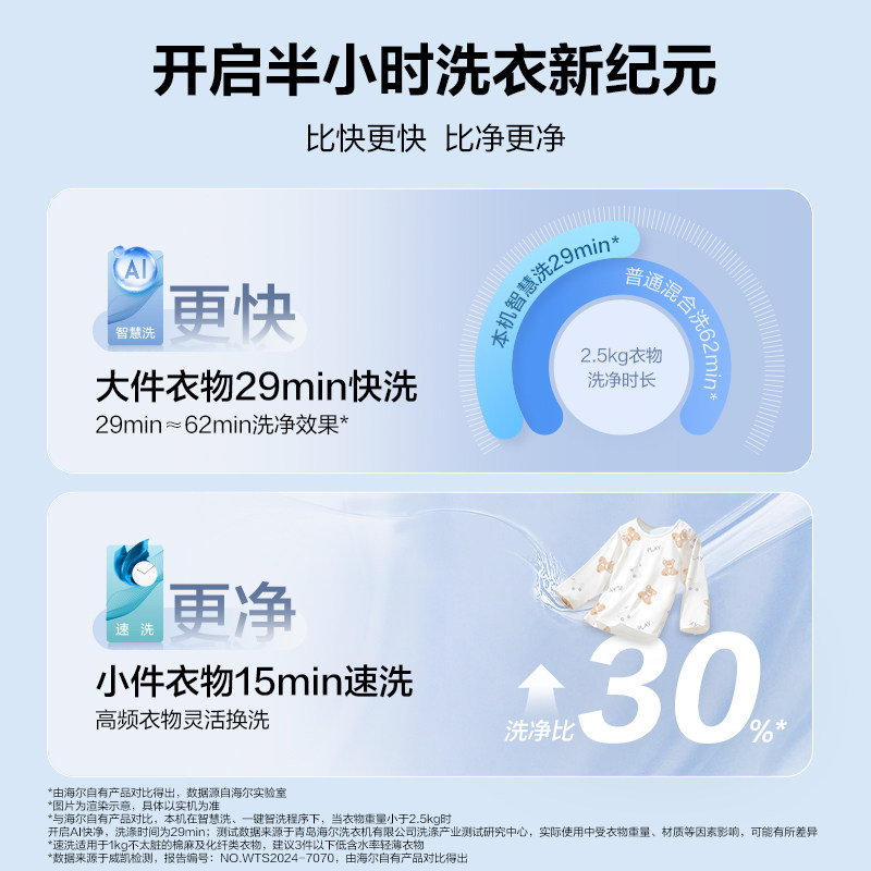 [云溪4.0pro ]海尔滚筒洗衣机家用超薄全自动大容量洗脱75,淘宝优惠券,粉丝福利购,淘宝优惠卷