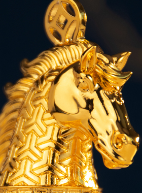 金陵金箔2026马年吉祥物马头铃铛铜镀金文创礼品家居装饰礼品摆件