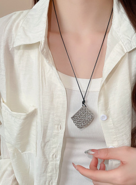 韩国小众设计银色项链十字架女冷淡风长款锁骨链复古辣妹y2k颈饰