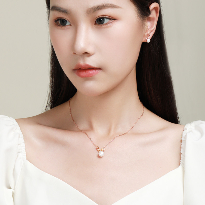 兔子玉兔珍珠女999纯银轻奢锁骨链 匆匆那年珠宝项链