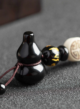 黑曜石葫芦天然黑色水晶