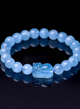 爆款天然冰种海蓝宝石手