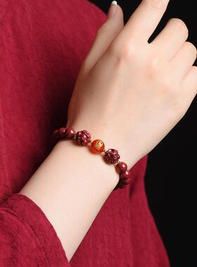 2026马年朱砂三合手串本命年手链女好运珠六合属羊鼠猴狗牛申子辰