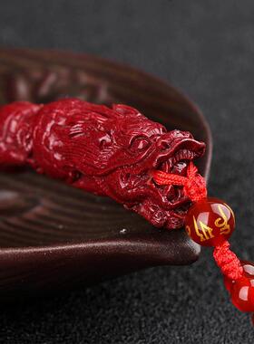 官方天然朱砂龙牙吊坠男女士项链霸气龙摸金狼牙招财紫金砂平安挂