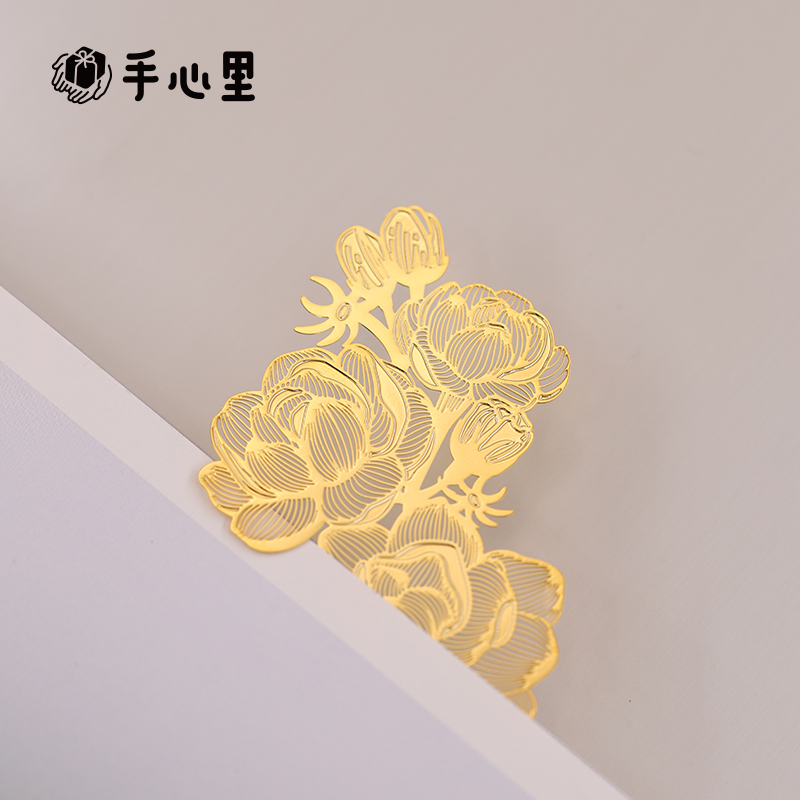 手心里旅入花间茉莉书签黄铜镀18K金文创送老师朋友生日退休礼物 - 图2