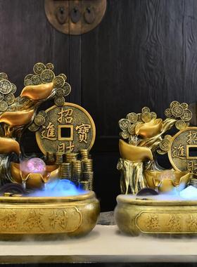 招财水车风水轮流水生财循环水摆件开业礼物聚宝盆发财树球摇钱树