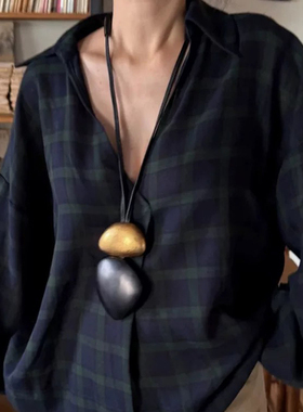 Céleste不规则几何黑檀木项链女