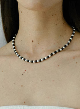 Céleste拉丝黑檀木串珠项链女