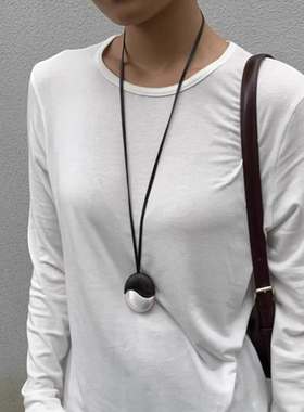 Céleste黑檀木拼色吊坠项链女