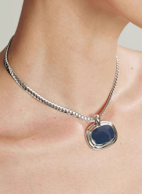 Céleste液态珐琅椭圆吊坠项链女