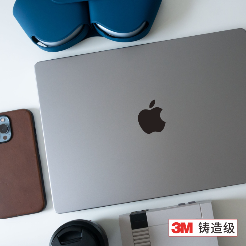 艺贴 3M铸造级材质带导气槽背胶黑色Logo贴纸适用苹果MacBook个性装饰防指纹防刮耐磨遮瑕不留残胶一份2个装-图1