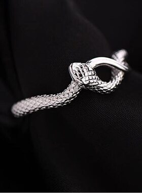 新款灵蛇盘绕戒指男女个性高级感食指戒百搭冷淡风开口戒