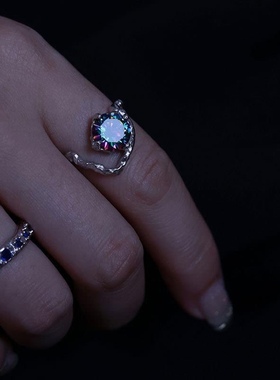 唯one 追光者 原创开口戒指女小众设计感轻奢酷暗黑系锆石男